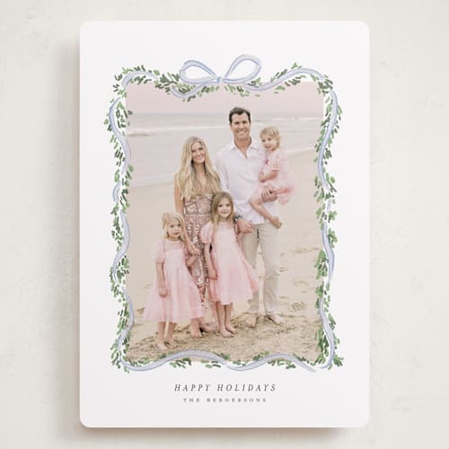 This is a juniper holiday photo cards with standard by Itsy Belle Studio called ribbonly frame printing on recycled smooth signature in grand