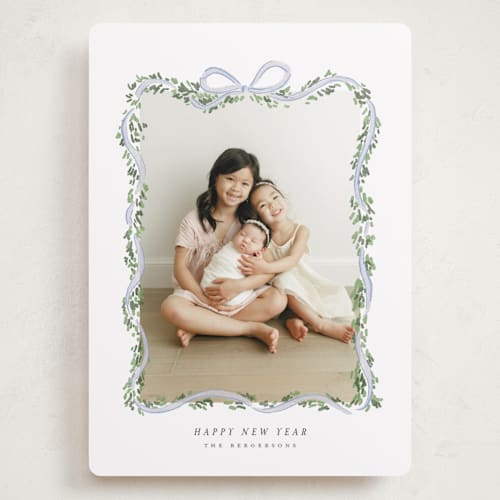 This is a juniper holiday photo cards with standard by Itsy Belle Studio called ribbonly frame printing on recycled smooth signature in grand