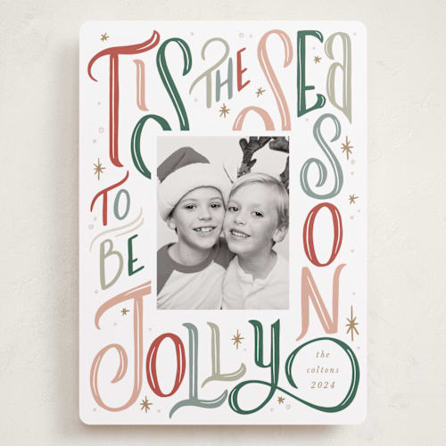 This is a classic holiday photo cards with standard by Leah Bisch called jolly season printing on recycled smooth signature in grand