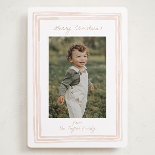 This is a blush holiday photo cards with standard by Alethea and Ruth called painted frame edge printing on recycled smooth signature in grand