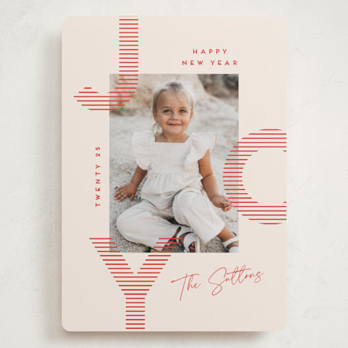 This is a peppermint holiday photo cards with standard by Kristie Kern called joyfully striped printing on recycled smooth signature in grand