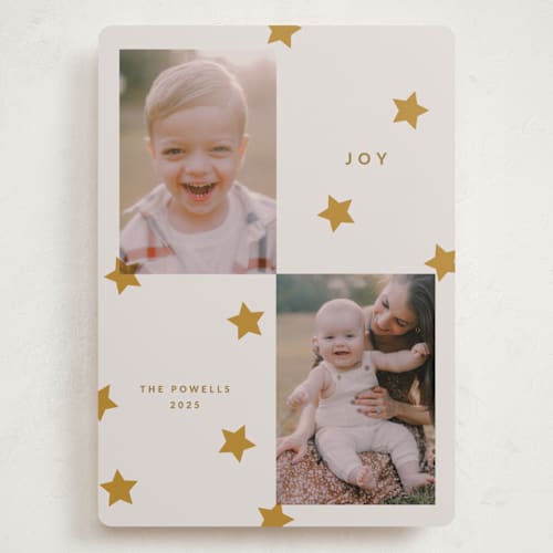 This is a star holiday photo cards with standard by Sumak Studio called duo printing on recycled smooth signature in grand
