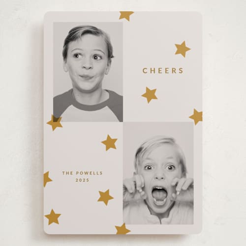 This is a star holiday photo cards with standard by Sumak Studio called duo printing on recycled smooth signature in grand