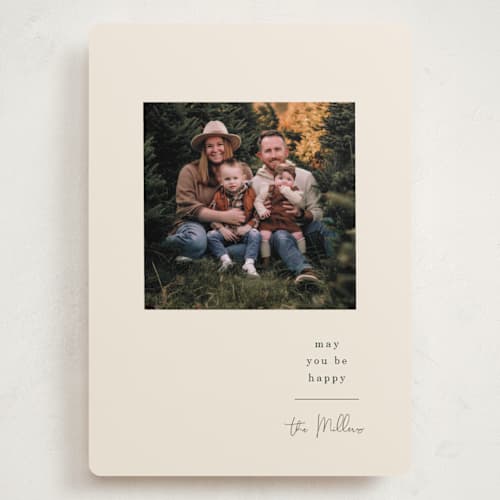 This is a cream holiday photo cards with standard by Baumbirdy called bounty of blessings printing on recycled smooth signature in grand