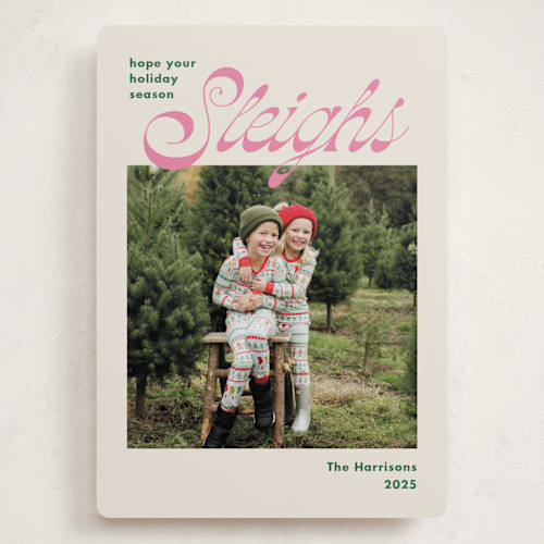 This is a gumdrop holiday photo cards with standard by Megan Davis called sleighs printing on recycled smooth signature in grand