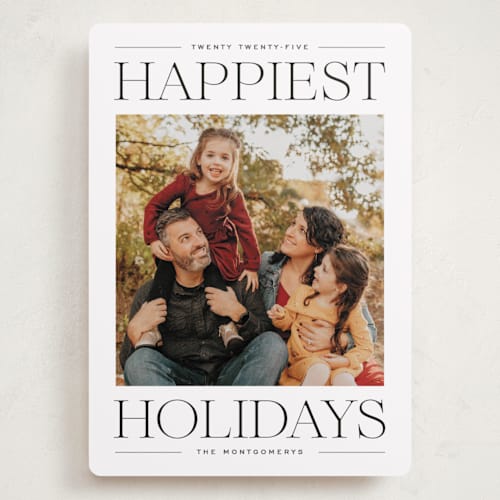 This is a licorice holiday photo cards with standard by Ekko Studio called modern editorial printing on recycled smooth signature in grand