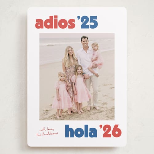 This is a azure holiday photo cards with standard by Megan Davis called adios printing on recycled smooth signature in grand