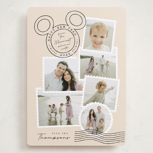 This is a coal holiday photo cards with standard by Kamala Nahas called disney's mickey vintage postable printing on recycled smooth signature in grand