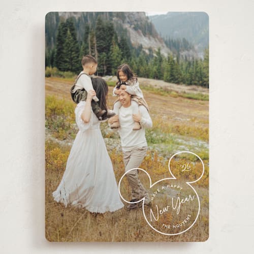 This is a snow holiday photo cards with standard by Hooray Creative called disney's mickey outline printing on recycled smooth signature in grand