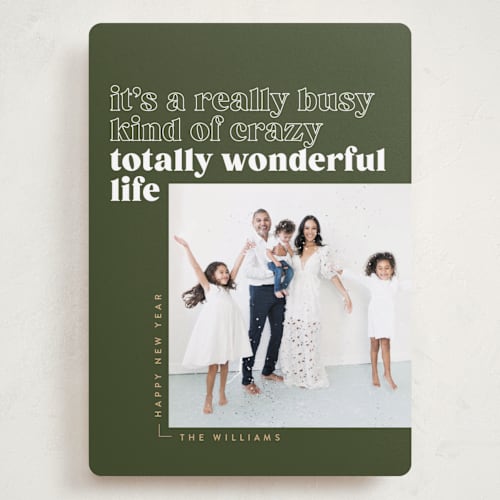 This is a pine holiday photo cards with standard by Robert and Stella called totally wonderful printing on recycled smooth signature in grand