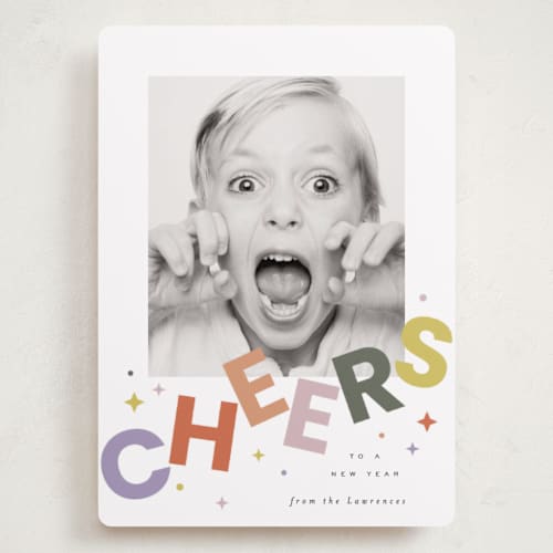 This is a fruit punch holiday photo cards with standard by Everett Paper Goods called dazzle printing on recycled smooth signature in grand