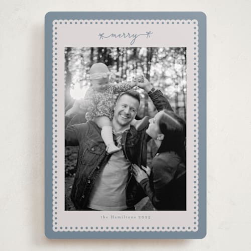 This is a sky holiday photo cards with standard by Nicole Walsh called merry bows printing on recycled smooth signature in grand