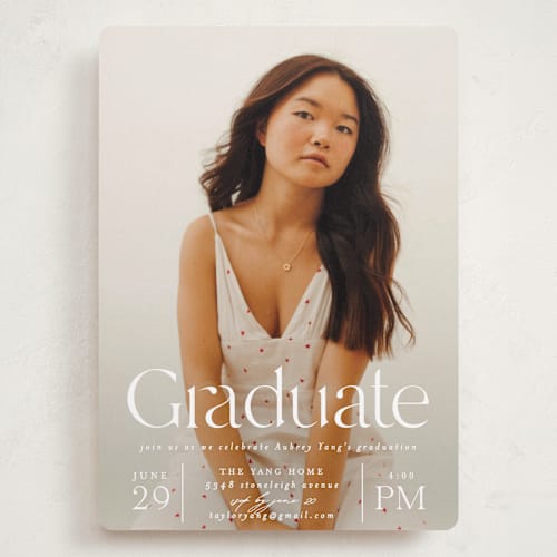 This is a dove graduation invitations with standard by Erin L. Wilson called typeset printing on recycled smooth signature in grand