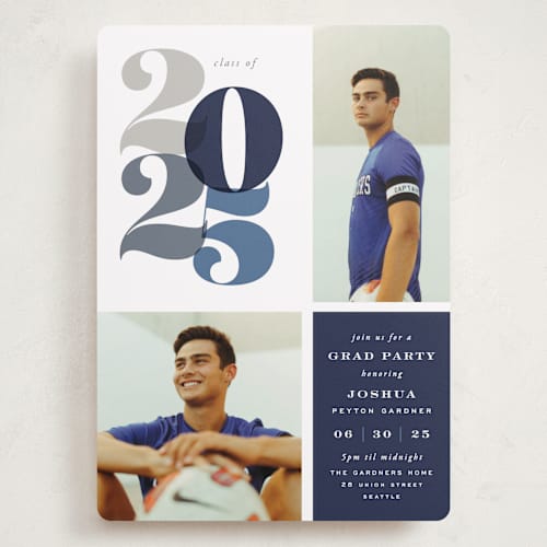 This is a navy graduation invitations with standard by Hooray Creative called in vogue printing on recycled smooth signature in grand