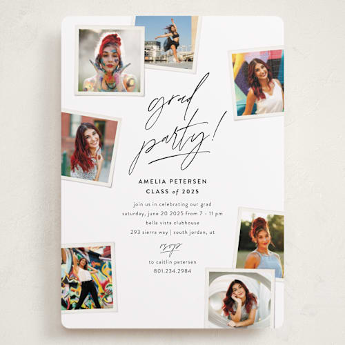 This is a cotton graduation invitations with standard by Robert and Stella called polaroid party printing on recycled smooth signature in grand