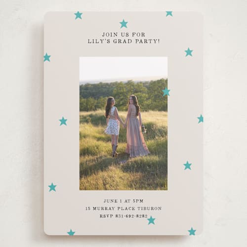 This is a frost graduation invitations with standard by Kercia Jane called tiny star confetti printing on recycled smooth signature in grand
