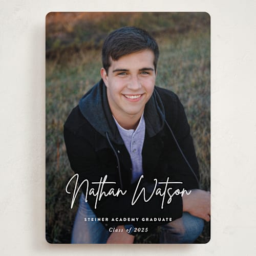 This is a pearl graduation announcements with standard by Sara Hicks Malone called signed printing on recycled smooth signature in grand