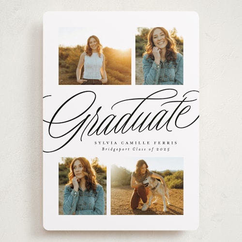 This is a newspaper graduation announcements with standard by Lea Delaveris called classic quad printing on recycled smooth signature in grand