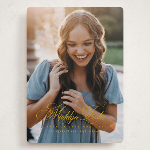 This is a sunflower graduation announcements with standard by Lea Delaveris called with a flourish printing on recycled smooth signature in grand