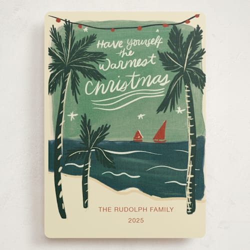 This is a verdant sea holiday photo cards with standard by Angel Walker called palm warm printing on signature in grand