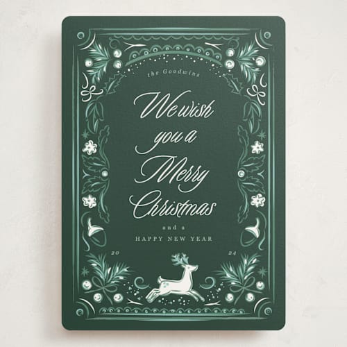 This is a frosted forest holiday photo cards with standard by Corinne Malesic called regency woodland printing on signature in grand