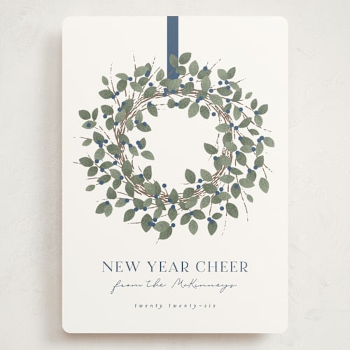This is a juniper holiday photo cards with standard by Kacey Kendrick Wagner called classic wreath printing on signature in grand