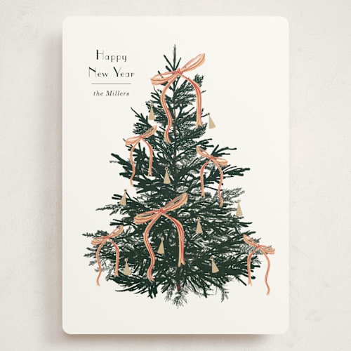 This is a snow holiday photo cards with standard by Baumbirdy called bells and bows printing on signature in grand