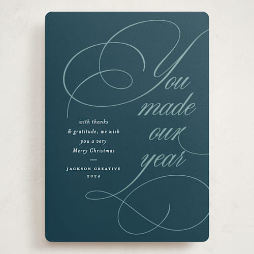 This is a azure holiday photo cards with standard by Louise Kay called wonderful year printing on signature in grand