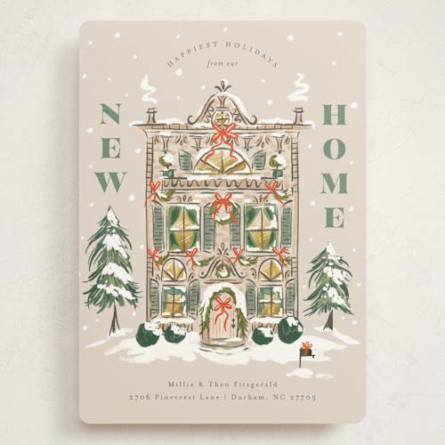 This is a eggnog holiday photo cards with standard by Jackie Crawford called new home holiday house printing on signature in grand
