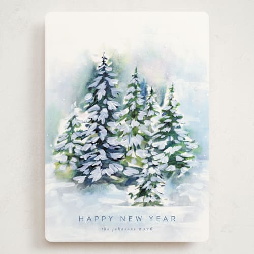 This is a frost holiday photo cards with standard by Nicole Walsh called snowy forest printing on signature in grand
