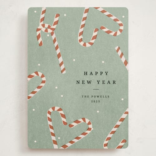 This is a sage holiday photo cards with standard by Sumak Studio called sweet december printing on signature in grand