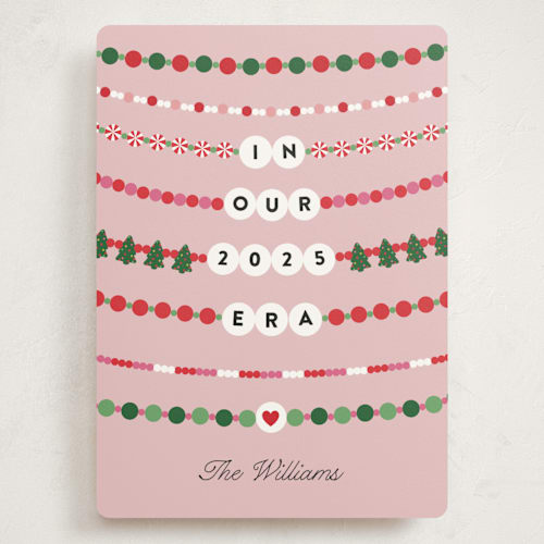 This is a bubblegum holiday photo cards with standard by Pixel and Hank called merry era printing on signature in grand