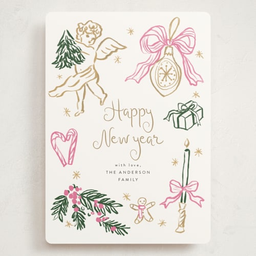 This is a melon holiday photo cards with standard by Cass Loh called holidays ink doodles printing on signature in grand