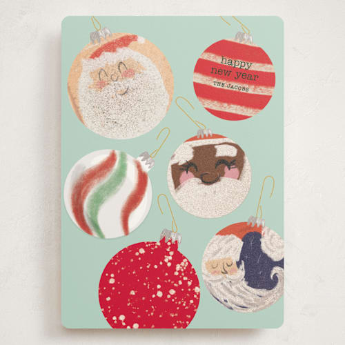 This is a sea glass holiday photo cards with standard by Baumbirdy called santa ornaments printing on signature in grand