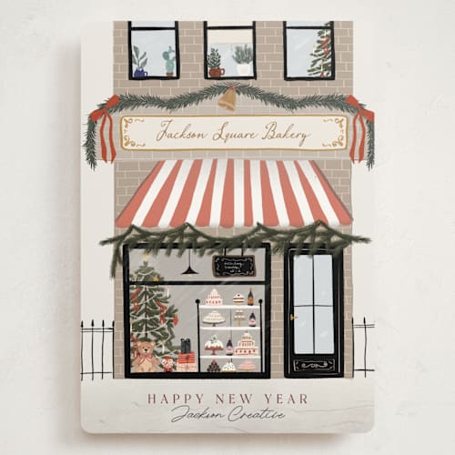 This is a candy holiday photo cards with standard by Maja Cunningham called little shop printing on signature in grand