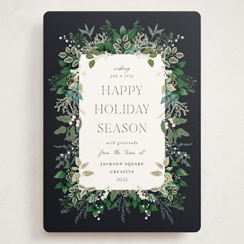 This is a balsam fir holiday photo cards with standard by Susan Moyal called greenery framed printing on signature in grand
