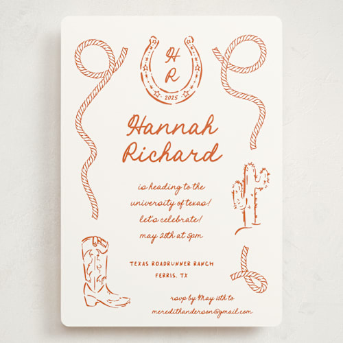 This is a bronco graduation invitations with standard by Claudia Orengo called western printing on signature in grand