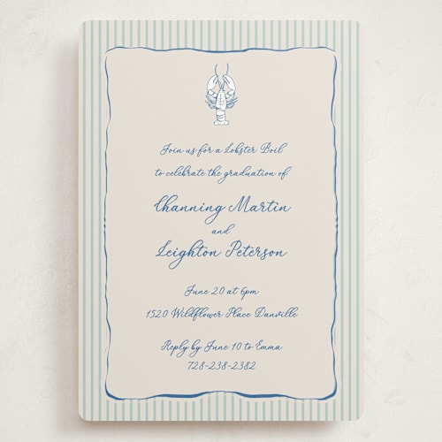 This is a marine graduation invitations with standard by Lucrecia Caporale called easide serenade printing on signature in grand