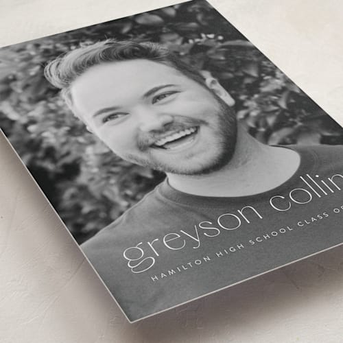 This is a salt graduation announcements with standard by Ekko Studio called understated printing on recycled smooth signature in petite