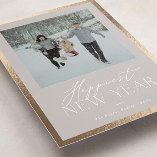 This is a fog petite holiday cards with foil pressed by Carolyn Nicks called delicate frame printing on recycled smooth signature in petite