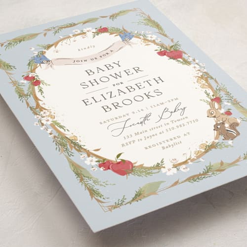 This is a blue skies baby shower postcards with standard by Erin L. Wilson called disney's snow white someday printing on signature in postcard