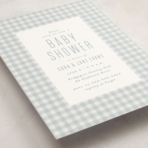 This is a sky baby shower postcards with standard by Lea Delaveris called charming printing on signature in postcard