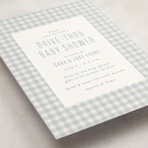 This is a sky baby shower postcards with standard by Lea Delaveris called charming printing on signature in postcard