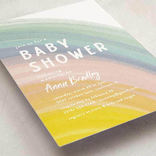 This is a confection baby shower postcards with standard by Meggy Masters called rainbow shower printing on signature in postcard