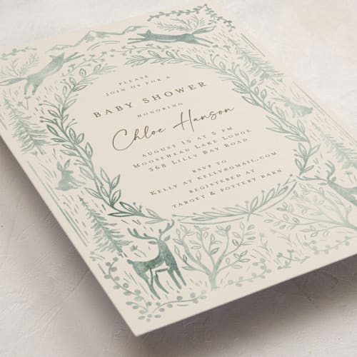 This is a sage baby shower postcards with standard by Petra Kern called the story begins printing on signature in postcard