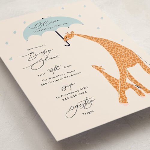This is a powder baby shower postcards with standard by Gwen Bedat called take shelter printing on signature in postcard