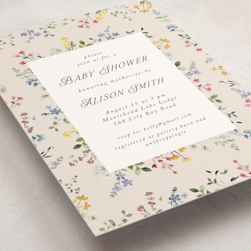 This is a meadow baby shower postcards with standard by Petra Kern called belle printing on signature in postcard