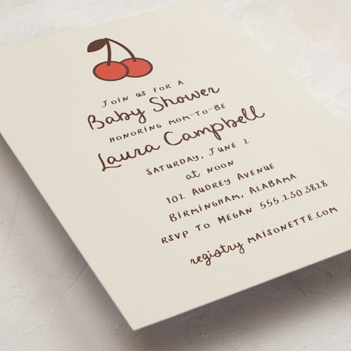This is a sundae baby shower postcards with standard by Megan Davis called cherry on top printing on signature in postcard