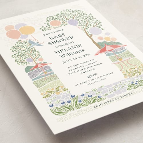 This is a watermelon baby shower postcards with standard by Paper Sun Studio called patio party printing on signature in postcard