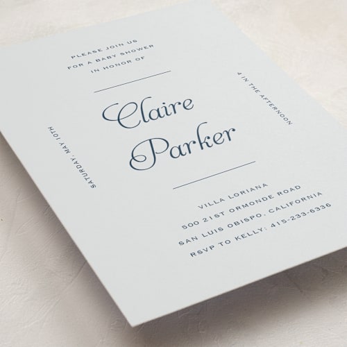This is a powder baby shower postcards with standard by Carolyn MacLaren called modernne printing on signature in postcard